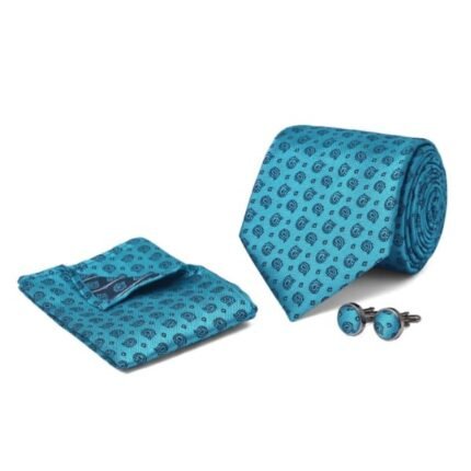 Turquoise Texture Cufflink Tie Set gift delivery in Pakistan