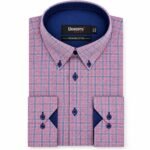 White/L Pink Check Business Casual Shirt fashion gift by Men’s Formal Clothing